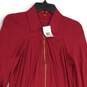 NWT Womens Red Roll Tab Sleeve Collared Front Zip Shirt Dress Size M image number 3