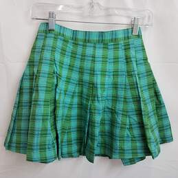Urban Outfitters Blue/Green Pleated Plaid Mini Skirt Size S alternative image