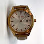 Designer Fossil BQ3185 Gold-Tone Leather Strap Round Dial Analog Wristwatch image number 3