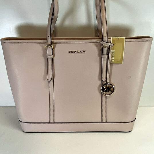 Michael Kors Leather Jet Set Travel Shoulder Tote Powder Blush image number 1