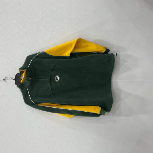 Buy the Mens Green Mock Neck Green Bay Packers Football NFL Pullover Jacket  Size L