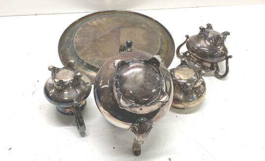 Reed & Barton Regent 5600 Lot of 5 Silver Plate Tea Set /Platter image number 3