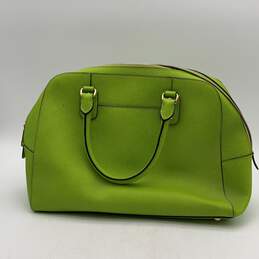 Michael Kors Womens Green Leather Bag Charm Zipper Double Top Handle Handbag alternative image