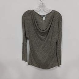 WH|BM Women's LS Gray Heather Cowl Neck Tee Top Shirt Size S