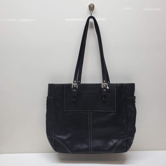 Coach East West Gallery Black Leather Tote Purse Bag image number 1