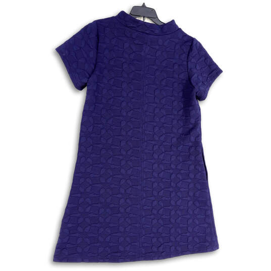 Womens Blue Mock Neck Short Sleeve Pullover Shift Dress Size X-Large image number 2