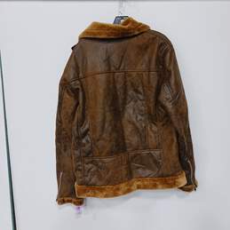 Brown Leather Shearling Jacket Men's Size XL alternative image