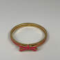 Designer Kate Spade Gold-Tone Fashionable Pink Bow Hinged Cuff Bracelet image number 3