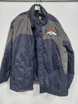 NFL Broncos Men's Blue and Gray Jacket Size Medium