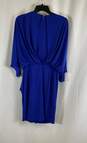 NWT Donna Karan Womens Blue Surplice Neck 3/4 Sleeve Back Zip Wrap Dress Size 6 image number 2