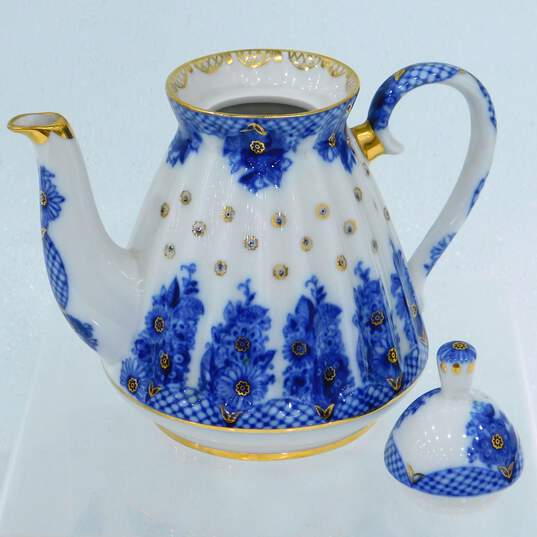 Vintage Lomonosov Russia Imperial Porcelain Gold Trim Teapot image number 2