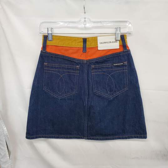 Calvin Klein Jeans Multicolor Color Block Cotton Denim Mini Skirt WM Size 25 image number 2
