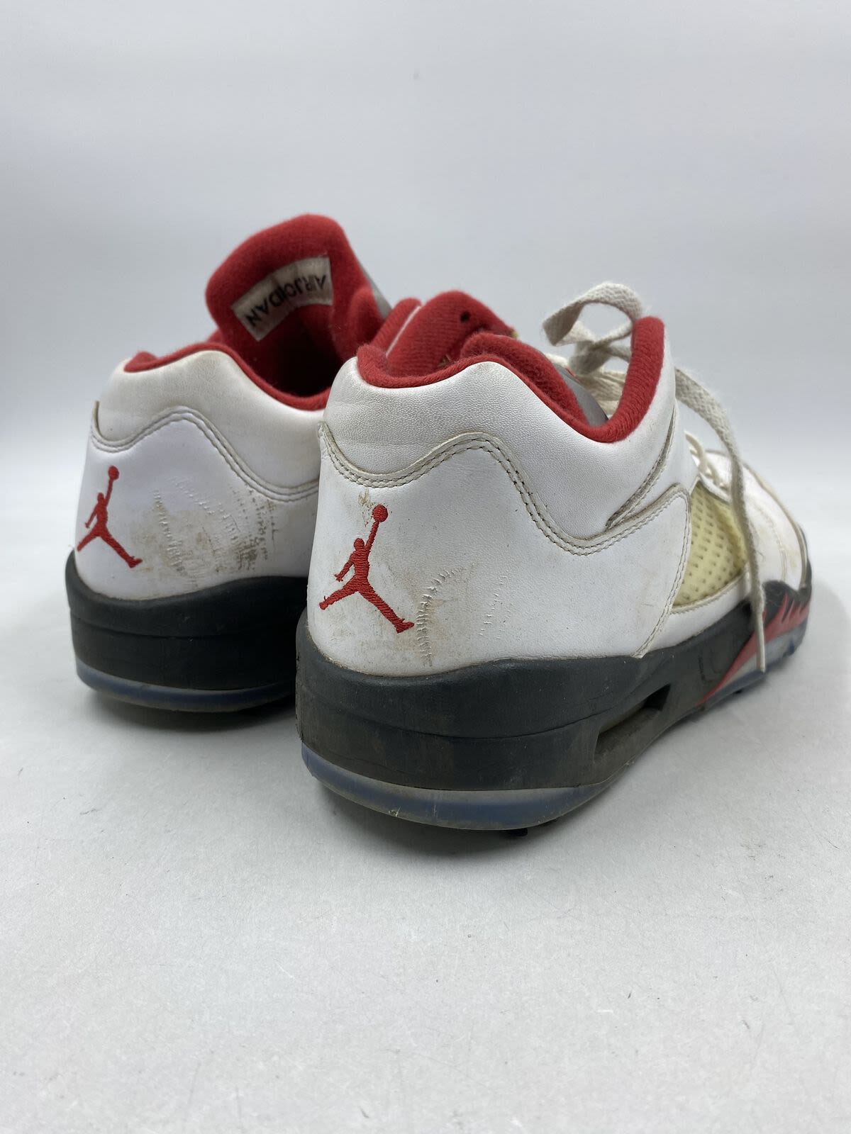 Buy the Authentic Nike Air Jordan 5 Low Golf Fire Red White Athletic Shoe M  11 | GoodwillFinds