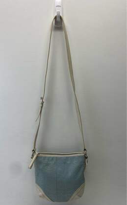 COACH Blue White Signature Canvas Leather Crossbody Bag
