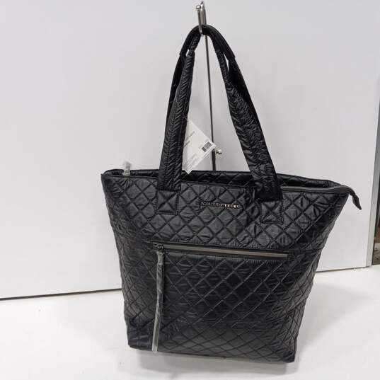Adrienne Vittadini Black Quilted Nylon Collection Tote Bag image number 1
