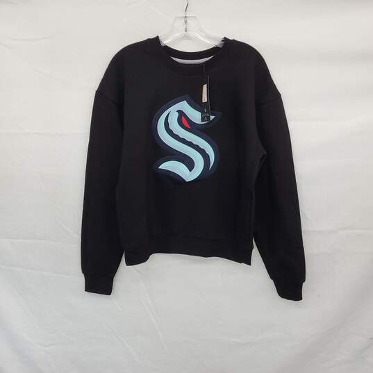 Antigua Kraken Black Cotton Blend Crewneck Sweatshirt WM Size M NWT image number 1