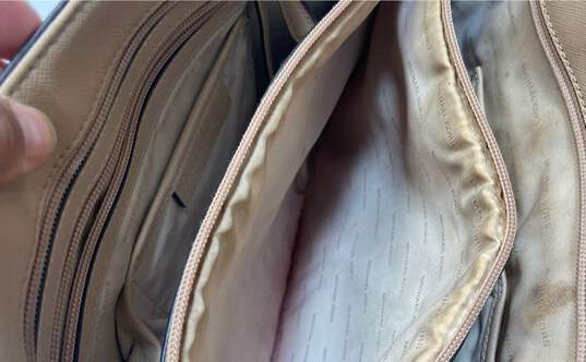 Michael Kors Saffiano Leather Frame Out Zip Top Shoulder Bag Beige image number 5
