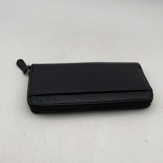 Womens Black Leather Credit Card Checkbook Holder Zip Around Wallet image number 2