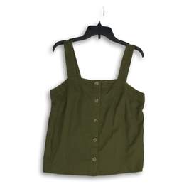J.Crew Womens Green Square Neck Sleeveless Button-Front Tank Top Size M