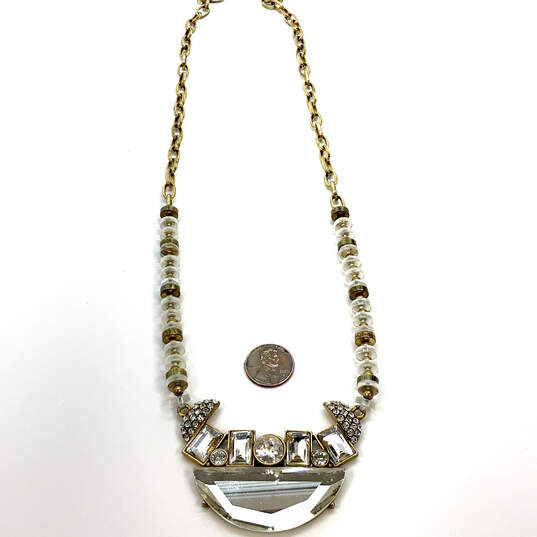 Designer J. Crew Rhinestone Crystal Mirror Geometric Bold Pendant Necklace image number 1