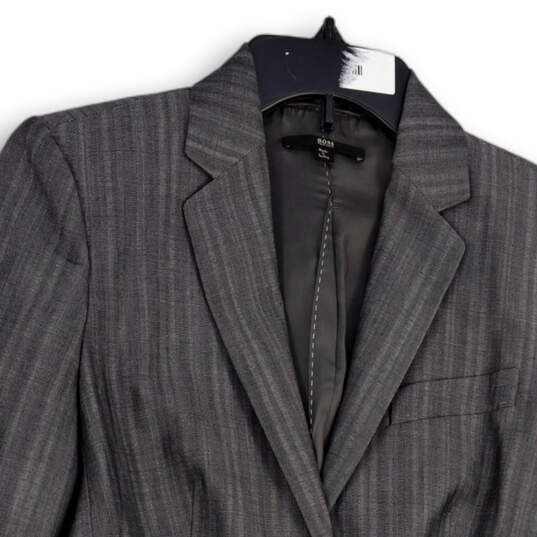 Buy the Mens Gray Long Sleeve Notch Lapel Front Pocket Two Button Blazer  Size S