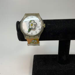Designer Swatch Daisy Daze Round Dial Adjustable Strap Analog Wristwatch