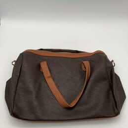 Womens Brown Leather Double Handles Inner Pockets Travel Duffle Bag alternative image