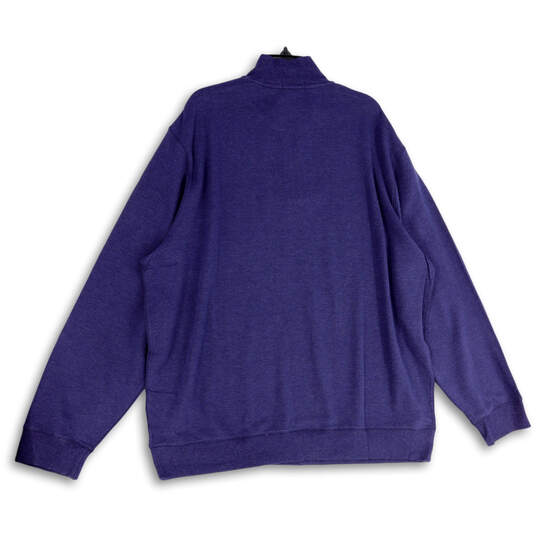 NWT Mens Blue Long Sleeve Mock Neck 1/4 Zip Pullover Sweater Size XXL image number 2