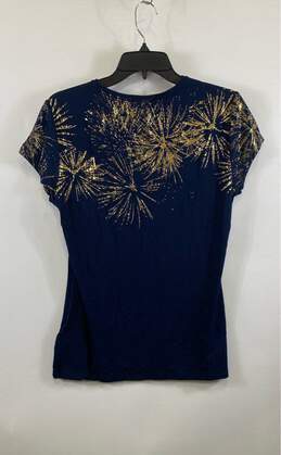 NWT Ted Baker Womens Blue Amranth Stardust Fitted Firework Sparkle T-Shirt Sz 3 alternative image