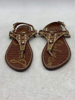 Women's Beaded Leather Sandals Size 9 Boho Chic Flat Sandals Summer Footwear