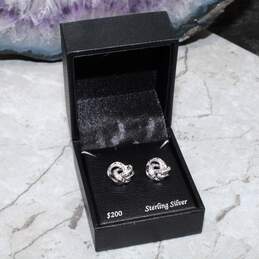 Sterling Silver Diamond Accent Knot Stud Earrings w/Box