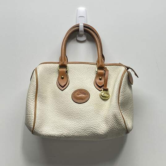 VTG Dooney & Bourke Ivory All Weather Pebbled Leather Satchel Bag image number 1