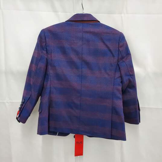 NWT Elie Balleh Kids Blue Checker Polyester Blazer Size 4/S image number 2