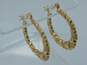 14K Yellow Gold Etched Heart Hoop Earrings 1.9g image number 2