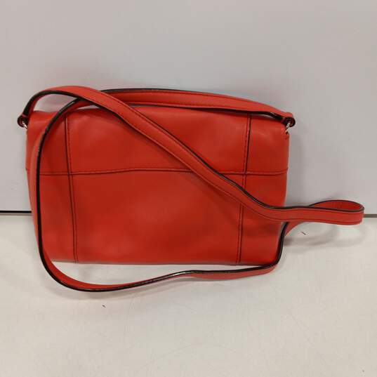 Womens Red Suede Leather Snap Inner And Outer Pockets Crossbody Purse image number 2
