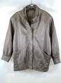 Jacqueline Ferrar Womens Brown Leather Long Sleeve Button Front Jacket Size L image number 1