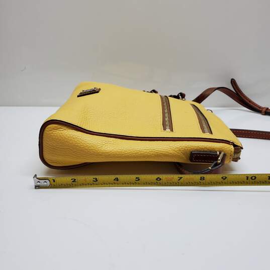 Dooney & Bourke Yellow Pebbled Leather Dual Zipper Crossbody Bag image number 4