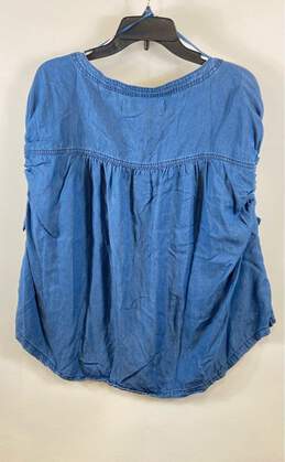 We The Free Womens Blue Short Sleeve Denim Henley Neck Blouse Top Size Small alternative image