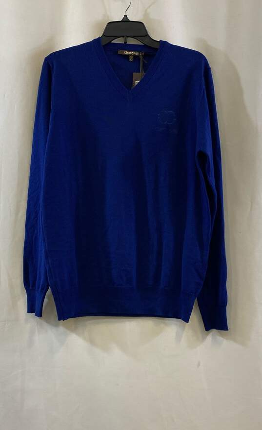 Roberto Cavalli Men's Blue V-Neck Sweater- L NWT image number 1