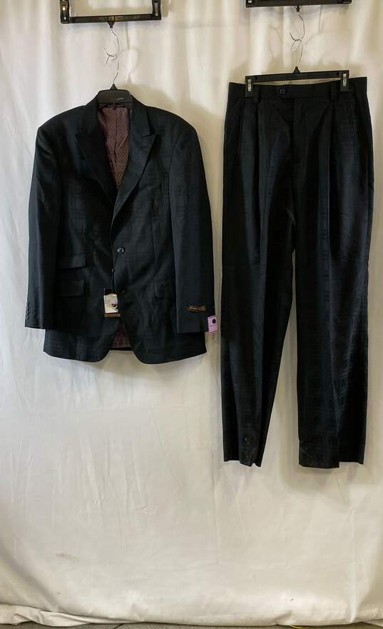 NWT Earvin Magic Johnson Mens Black Plaid Coat & Pant 2 Piece Suit Size 32R/38R image number 2