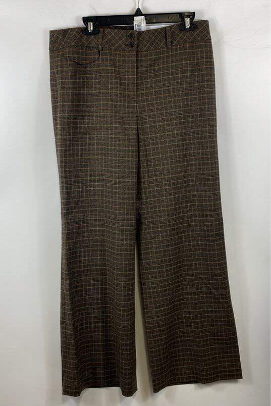 LOFT Ann Taylor Brown Plaid Flare Pants - Size 12 image number 1