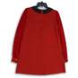 NWT ModCloth Womens Red Peter Pan Collar Long Sleeve Back Zip Blouse Top Size L image number 2
