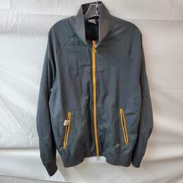 Nike Men's Grey Zip Up Jacket with Orange Details Size XL