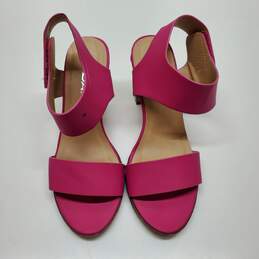 Soda Open Toe Chunky High Heel Ankle Strap Fuchsia Pink Women's Size 6.5