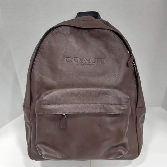 Authentic COACH Brown Charles Leather Backpack image number 3