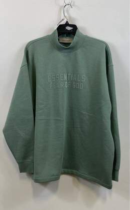 Fear Of God Essentials Mens Green Sea-Foam Pullover Sweatshirt Size Small