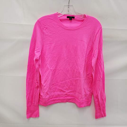 J. Crew WM's Hot Pink Long Sleeve Merino Wool Sweater Size XL image number 1