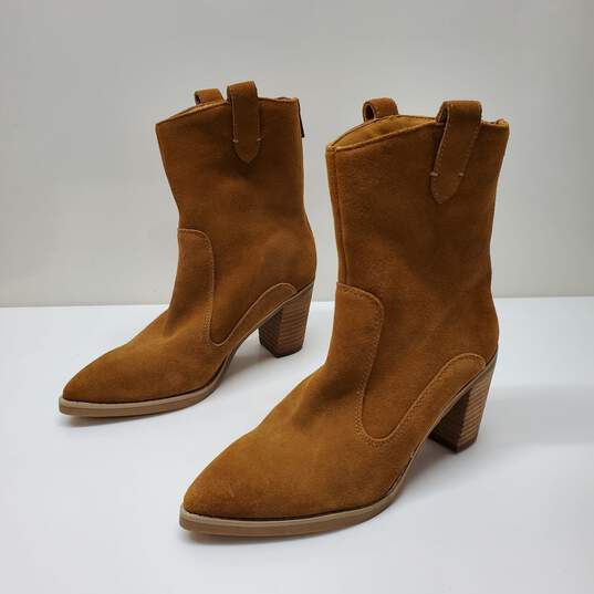 Splendid Raquel Women's Tan Brown Suede Leather Heeled Western Boots Size 7M image number 2