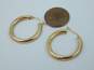 14K Yellow Gold Brushed & Etched Hoop Earrings 1.8g image number 6