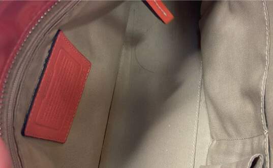 COACH F14413 Orange Patent Leather Signature Embossed Tote Bag image number 5